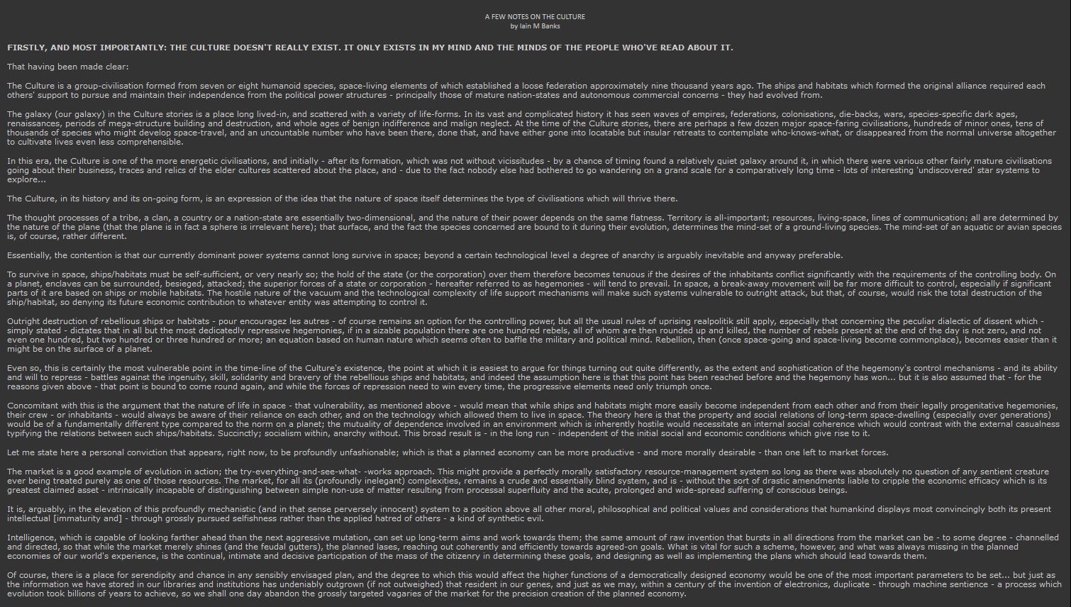 A Few Notes on the Culture